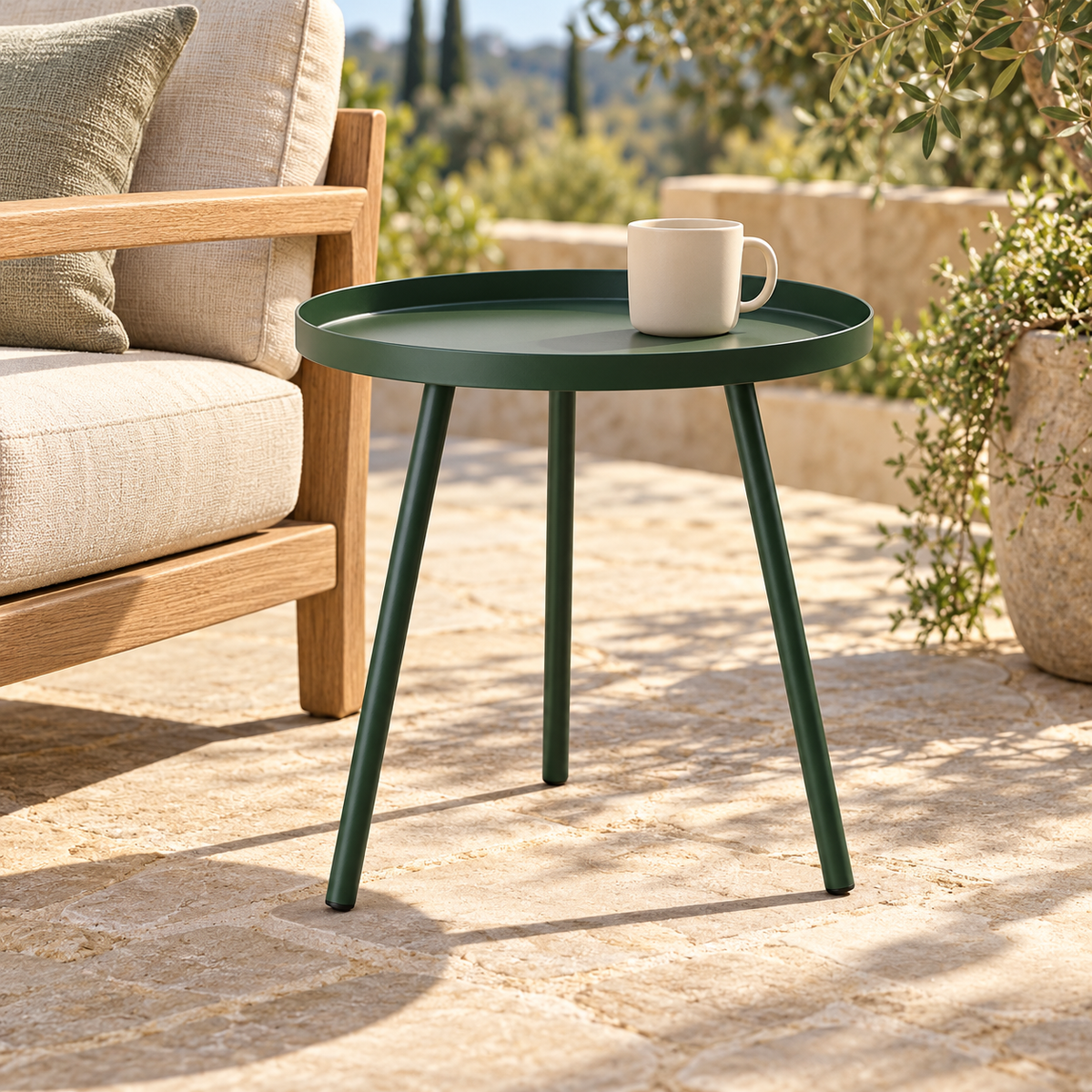 Livomni Haven Outdoor Side Table concept lifestyle view