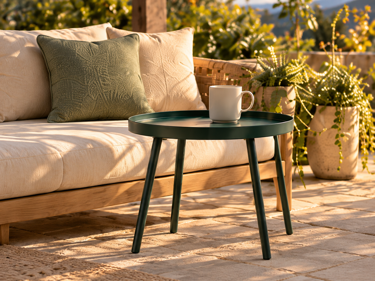 HAVEN patio sofa and side table